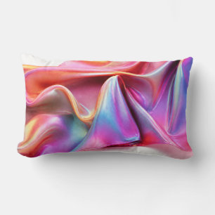 Coussin Rectangle Iridescent Rainbow Silk Luxury Abstract