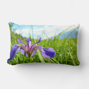 Coussin Rectangle Iris sauvage et paysage d'Alaska