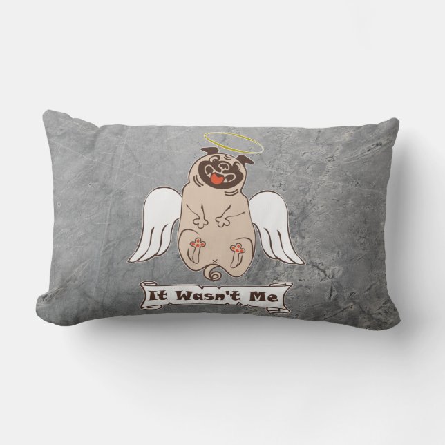 Coussin Rectangle It Wasn't Me angel pug funny quota Lumbar Pillo (Recto)