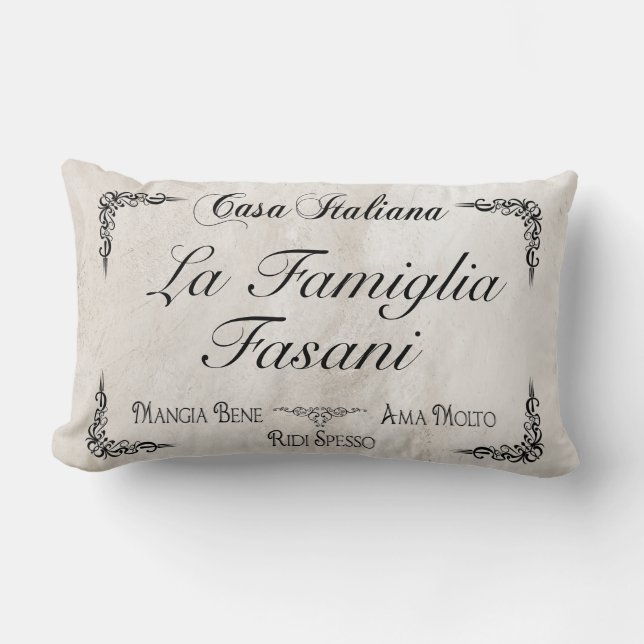Coussin Rectangle Italian Family Pillow to Personalize Throw Pillow (Recto)