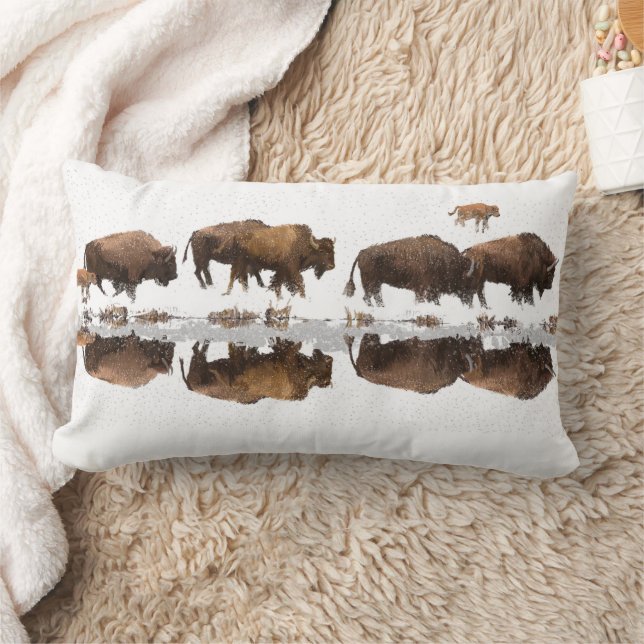 Coussin Rectangle Itinéraire du bison en hiver | (Couverture)