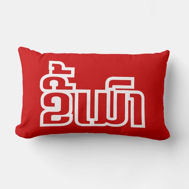 Coussin Rectangle Ivre ★ Kee Mao en langue lao / laotienne ★ (Recto)