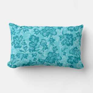 Coussin Rectangle Iwalani Vintage Hawaïen Turquoise Floral