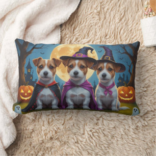 Coussin Rectangle Jack Russell Chiens Citrouille Halloween Drôle
