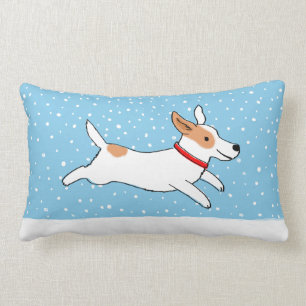 Coussin Rectangle Jack Russell Terrier - chien heureux de neige