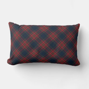 Coussin Rectangle Jacquard bleu de la Marine rouge Tartan Plaid Moti