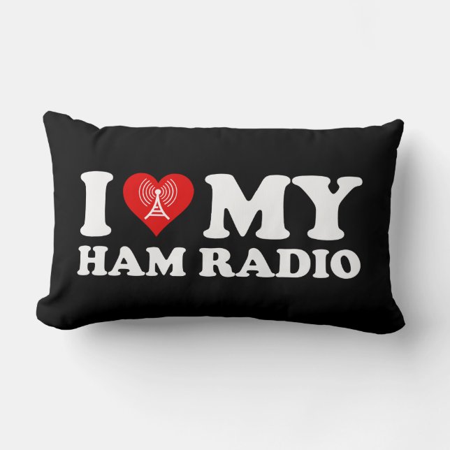 Coussin Rectangle J'aime (Cœur) Ma Radio Amateur (Recto)