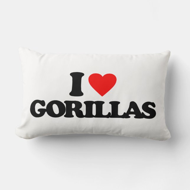 COUSSIN RECTANGLE J'AIME DES GORILLES (Recto)