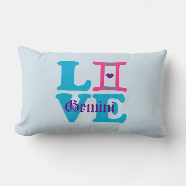Coussin Rectangle ♊  J'Aime Gemini-Best Zodiac Signal Fab Lumbar (Recto)