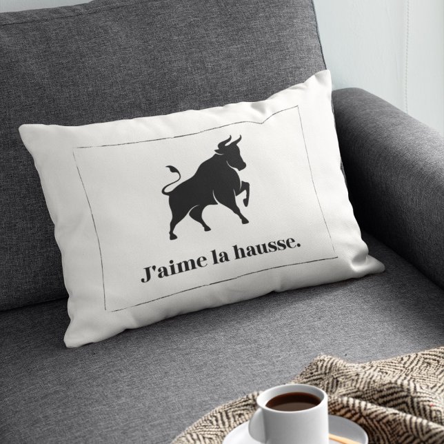 Coussin Rectangle J'aime la Hausse. Le marché Stock (Créateur téléchargé)