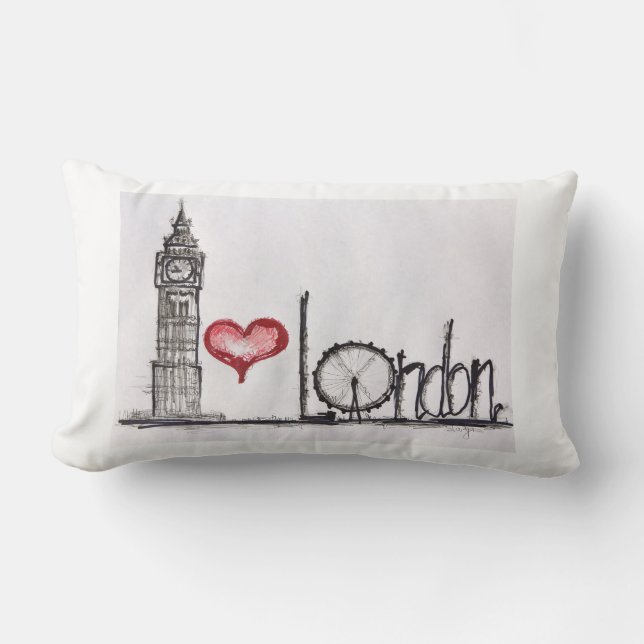 Coussin Rectangle J'aime Londres (Recto)