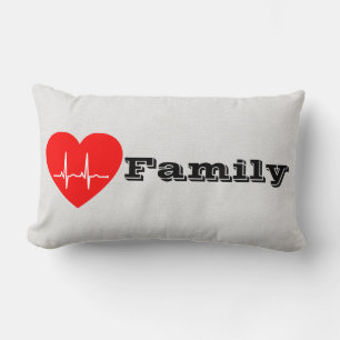 Coussin Rectangle J'aime ma famille Décor de coeur personnalisé cous