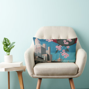 Coussin Rectangle Japon Tokyo Vintage Affiche de voyage japonaise