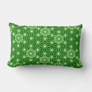 Coussin Rectangle Japonais Asanoha Motif, Emerald et Lime Green