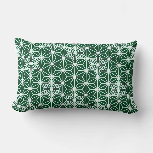 Coussin Rectangle Japonais Asanoha motif - vert pin (Recto)