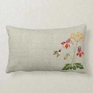 Coussin Rectangle Jardin botanique de colibri floral vintage doux