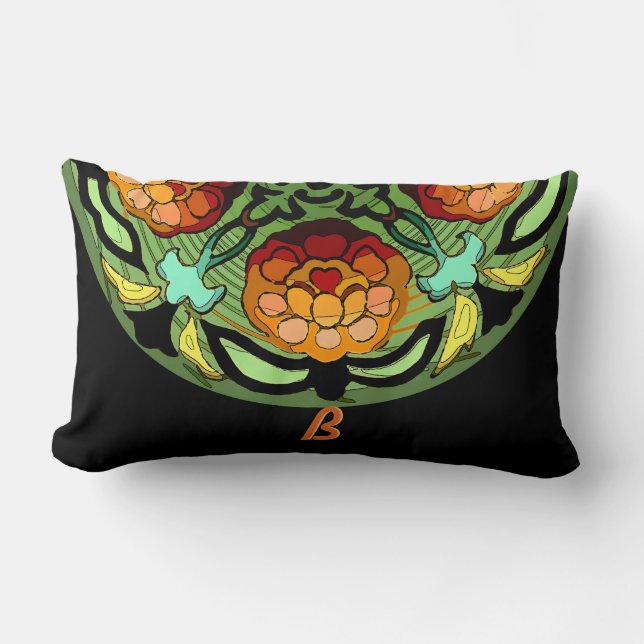 Coussin Rectangle Jardin d'artisan dans des couleurs d'automne - (Recto)