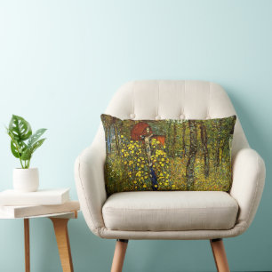 Coussin Rectangle Jardin de ferme avec crucifix de Gustav Klimt