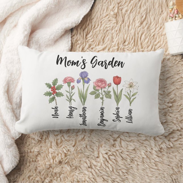 Coussin Rectangle Jardin de maman personnalisé | Fleur de maman pers (Couverture)