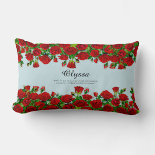 Coussin Rectangle Jardin de roses rouges classique romantique nom pe