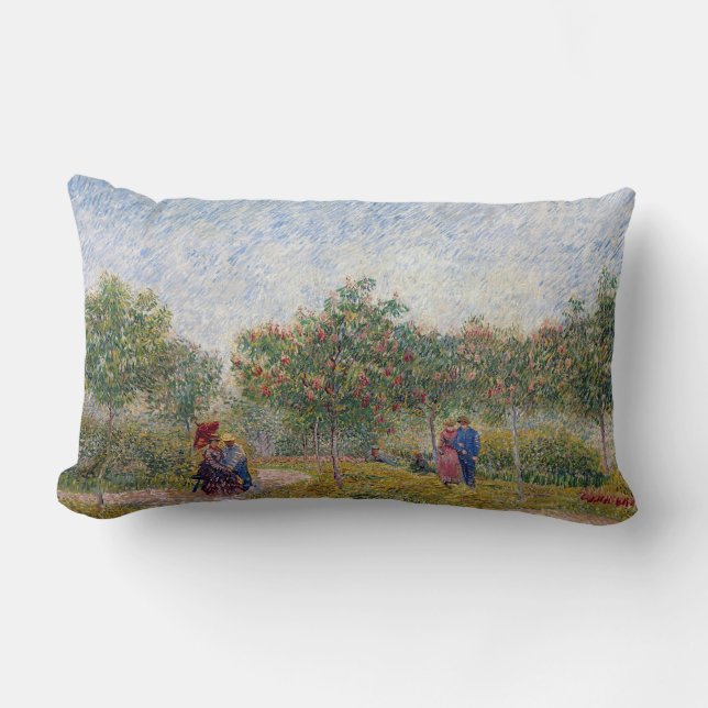 Coussin Rectangle Jardin de Vincent van Gogh dans Montmarte avec des (Recto)