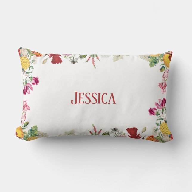 Coussin Rectangle Jardin Floral Personnalisé Fleurs colorées (Recto)