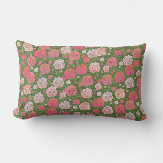 Coussin Rectangle Jardin Rose sauvage (Recto)