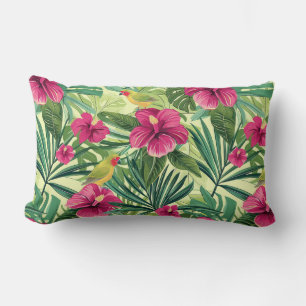 Coussin Rectangle Jardin tropical Vert floral