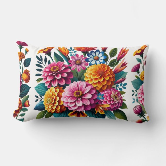 Coussin Rectangle Jardin vibrant fleurit Design floral (Recto)