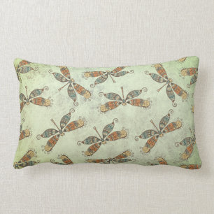 Coussin Rectangle Jardin Whimsical Dragonfly Motif Sur Sage Green