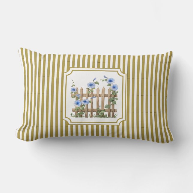 Coussin Rectangle Jaune Beurre Soleil Floral Rayure Ensolleillée (Recto)