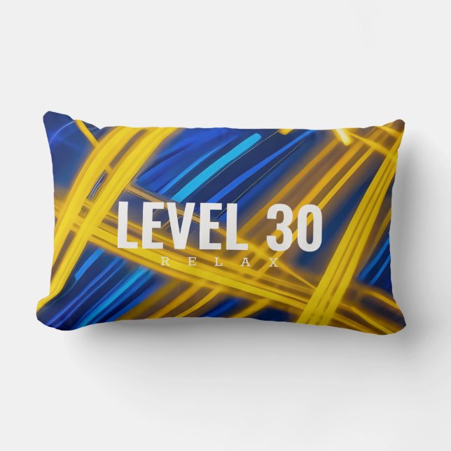 Coussin Rectangle Jaune Cyan Électrique Chaotique Abstrait Cyberpunk (Recto)