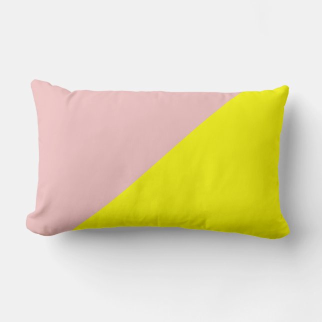 Coussin Rectangle Jaune et bébé rose Arrière - plan couleur solide (Recto)