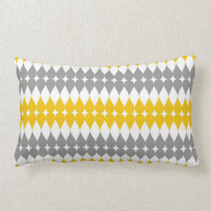 Coussin Rectangle Jaune et gris géométriques de motif de larme