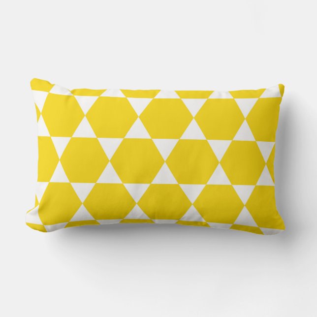 Coussin Rectangle Jaune Géométrique Happy Mod Retro Chic Motif (Recto)