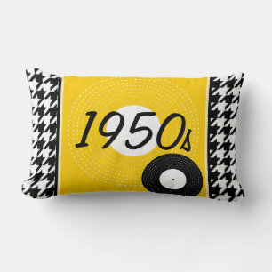 Coussin Rectangle Jaune, noir et blanc à damiers1950 thème