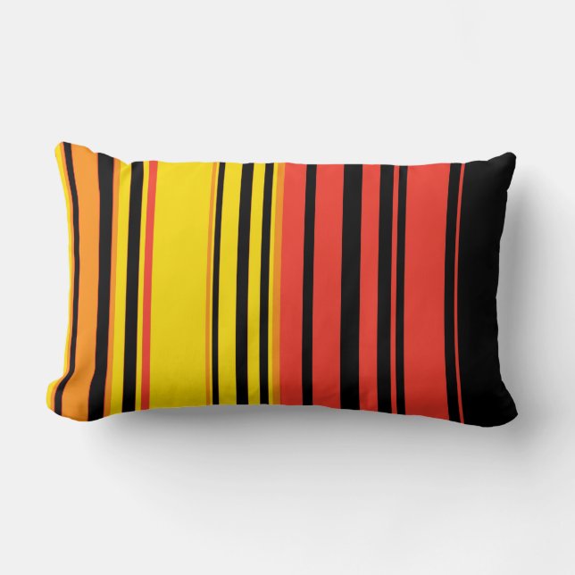 Coussin Rectangle Jaune, Orange, Noir Retro Grandes Bandes Art Desig (Recto)