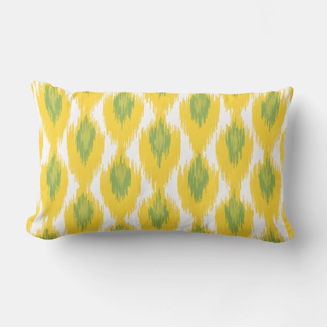 Coussin Rectangle Jaune vert Abstrait tribal Ikat Motif diamant (Recto)