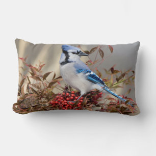 Coussin Rectangle Jay Bleu à Nandina Bambou paradisiaque
