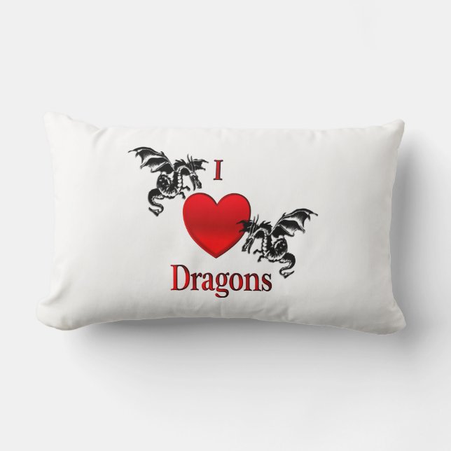 Coussin Rectangle Je Coeur Dragons (Recto)