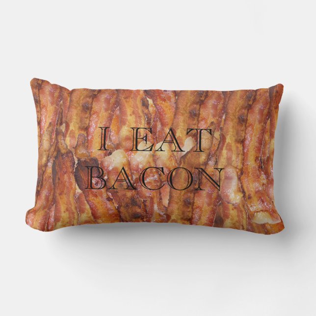 Coussin Rectangle Je mange du texte Bacon avec Arrière - plan (Recto)
