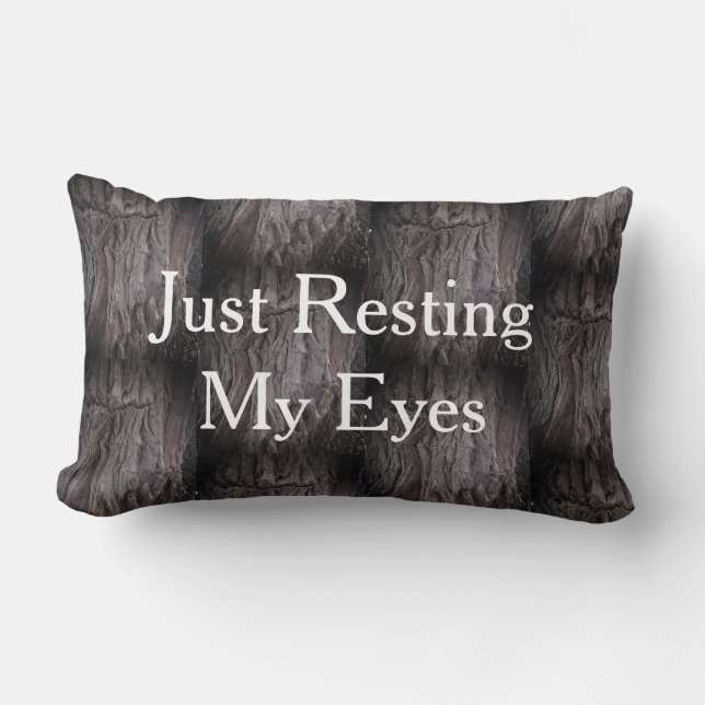 Coussin Rectangle Je me repose juste les yeux, blague de papa rustiq (Recto)