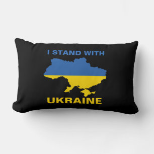 Coussin Rectangle Je me tiens avec l'Ukraine drapeau et carte ukrain