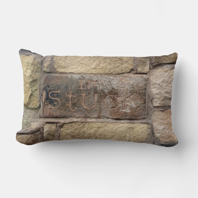 Coussin Rectangle "Je suis coincé" une autre brique dans le mur (Recto)