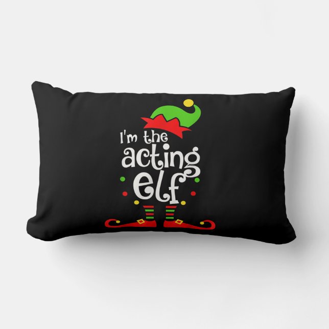Coussin Rectangle Je suis Elf Xmas par intérim Famille Ami Noël (Recto)