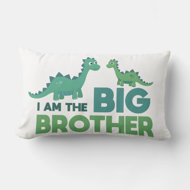Coussin Rectangle Je suis le grand frère garçon dinosaure frère (Recto)