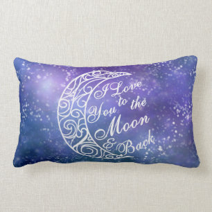 Coussin Rectangle "Je t'aime au décor à la maison de lune et de dos"