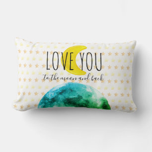 Coussin Rectangle "Je t'aime jusqu'à la Lune et retour" Terre, Lune,