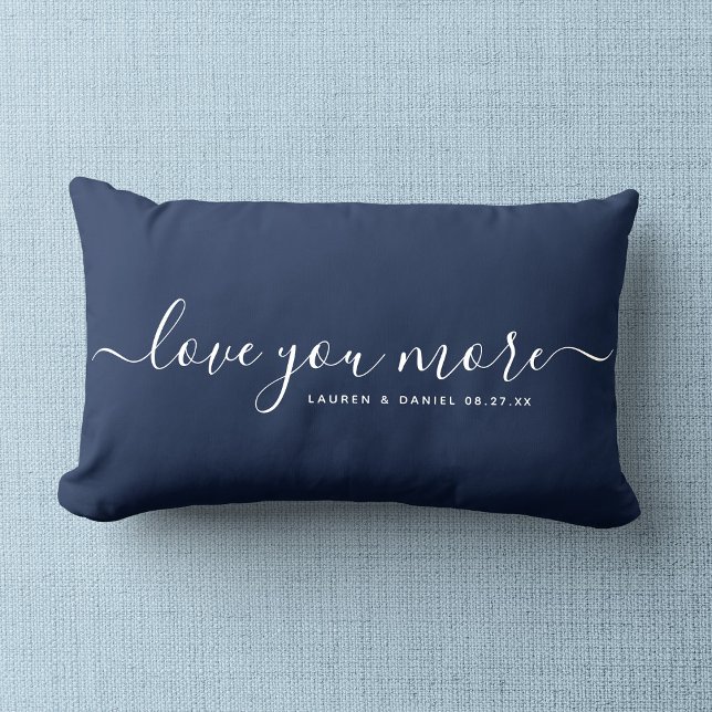 Coussin Rectangle Je t'aime plus Nom personnalisé Saint-Valentin Nou (Créateur téléchargé)