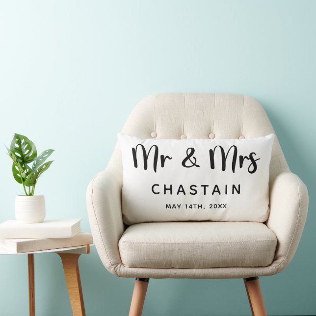 Coussin Rectangle Je Viens De Marier M. & Mme | Monogramme Mariage (Chaise)